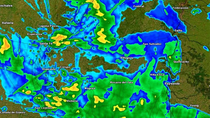 Emitieron alerta naranja por tormentas para gran parte de Entre Ríos