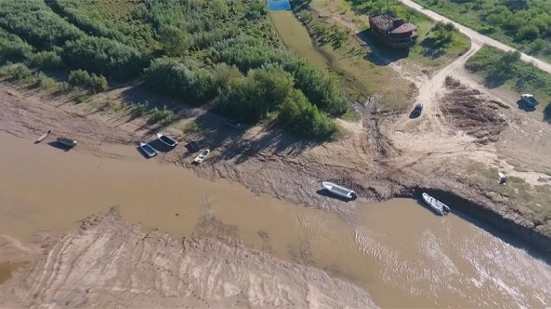 Bajante del río Paraná desde un drone: imágenes de un arroyo de Diamante ¡EL VIDEO!