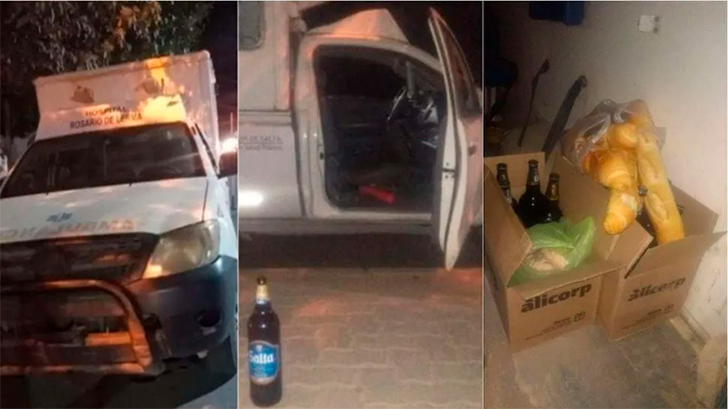 Llevaba cervezas y asado en una ambulancia: Manejaba borracho