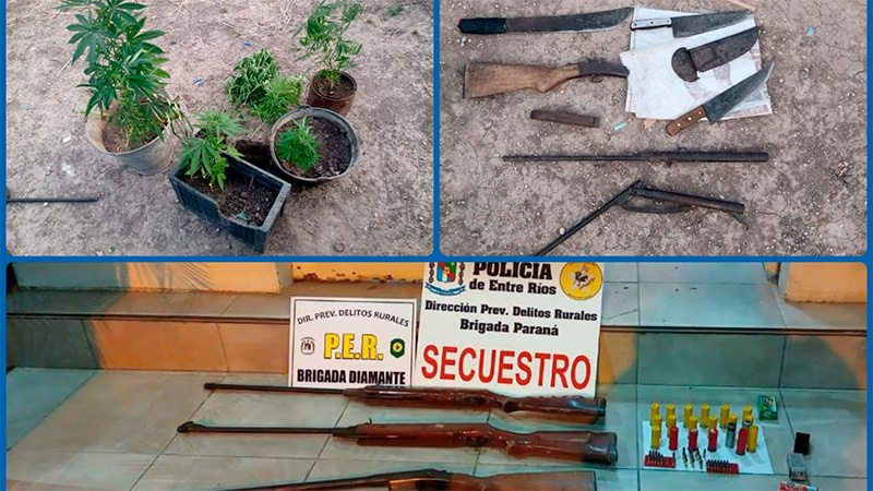 Allanaron viviendas en Paraná: Secuestraron armas y droga