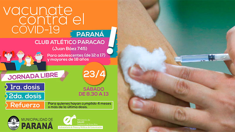 Covid-19: habrá una jornada de vacunación abierta en Paraná