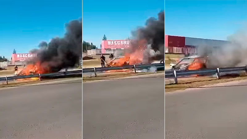 Un auto se prendió fuego en plena marcha en Paraná y las pérdidas fueron totales