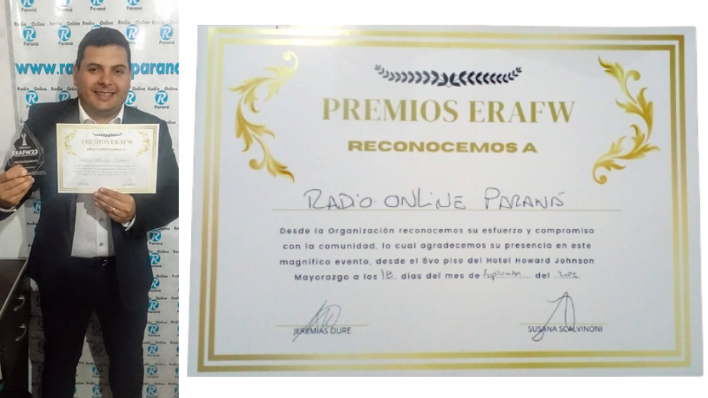 Radio Online Paraná, que se emite por EntreRíosYA, ganó uno de los premios ERAFW 2022
