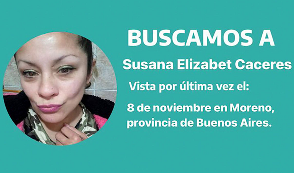 Continua la búsqueda de Susana Cáceres
