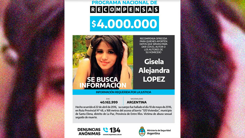 Fijan recompensa de $4 millones por datos sobre el crimen de Gisela López