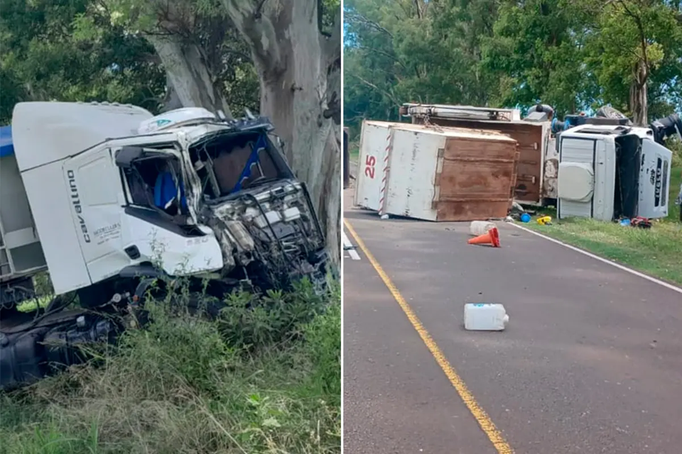 Dos camiones chocaron fuertemente en ruta entrerriana