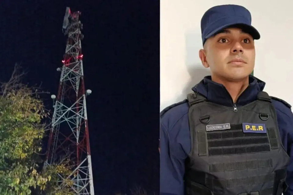 Policía de Urdinarrain escaló una antena de 100 metros para rescatar a un joven