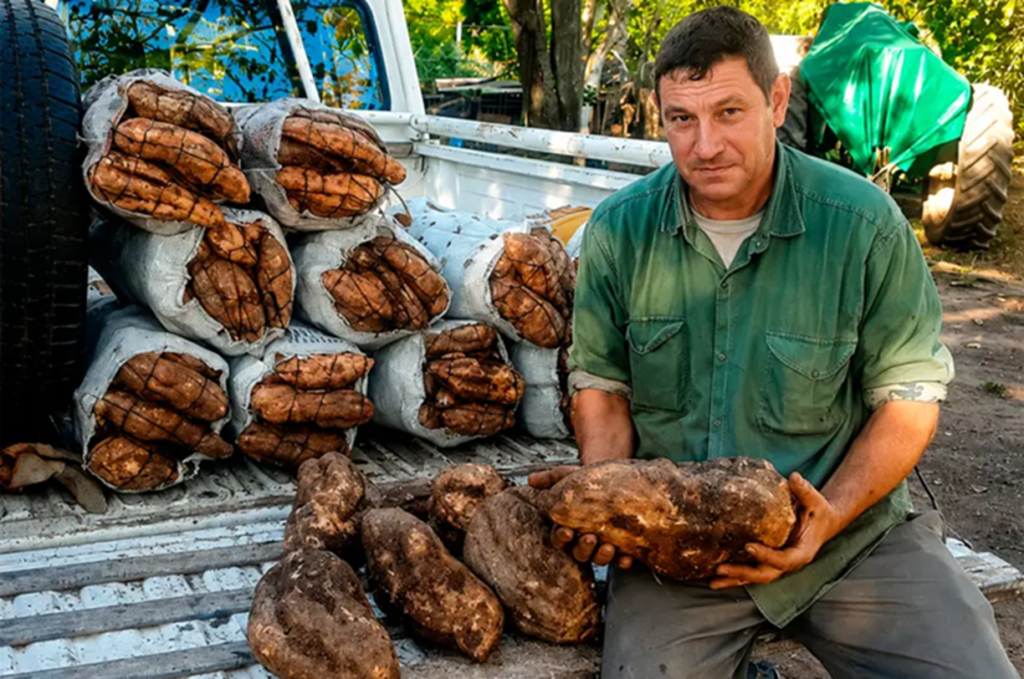 Entrerriano cosechó batatas de más de cinco kilos